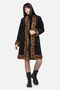 Dangerfield NZ - Creep Goth Leopard Velvet Coat - black