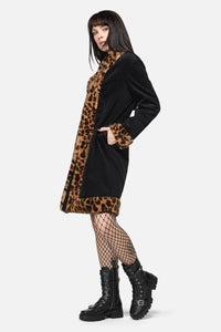 Dangerfield NZ - Creep Goth Leopard Velvet Coat - black