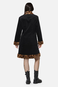 Dangerfield NZ - Creep Goth Leopard Velvet Coat - black