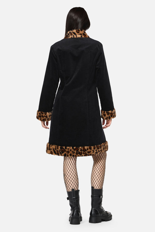 Dangerfield NZ - Creep Goth Leopard Velvet Coat - black