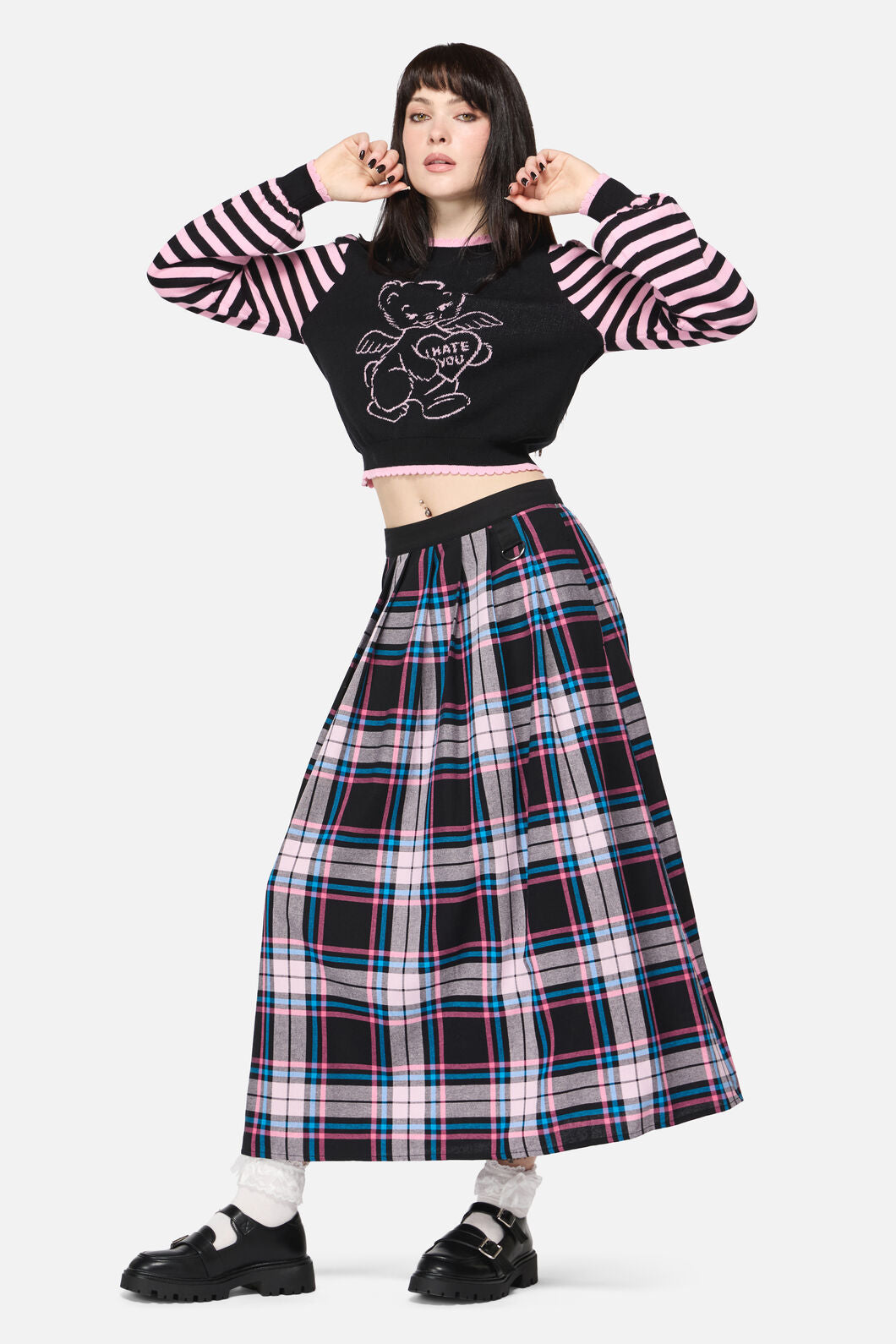 Dangerfield NZ - Hater Goth Midi Skirt - pink