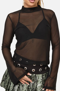Dangerfield NZ - Sigil Mesh LS Top - black