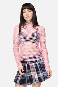 Dangerfield NZ - Cutie Fishnet Mesh Top - pink