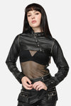 Dangerfield NZ - Eyes Closed Cropped PU Jacket - black