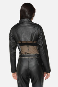 Dangerfield NZ - Eyes Closed Cropped PU Jacket - black