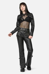 Dangerfield NZ - Eyes Closed Cropped PU Jacket - black