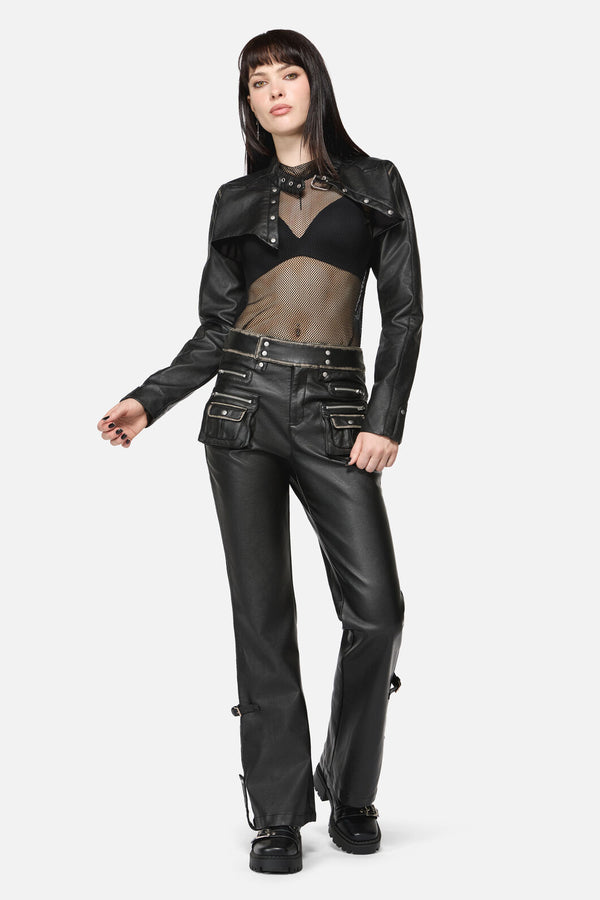Dangerfield NZ - Eyes Closed Cropped PU Jacket - black