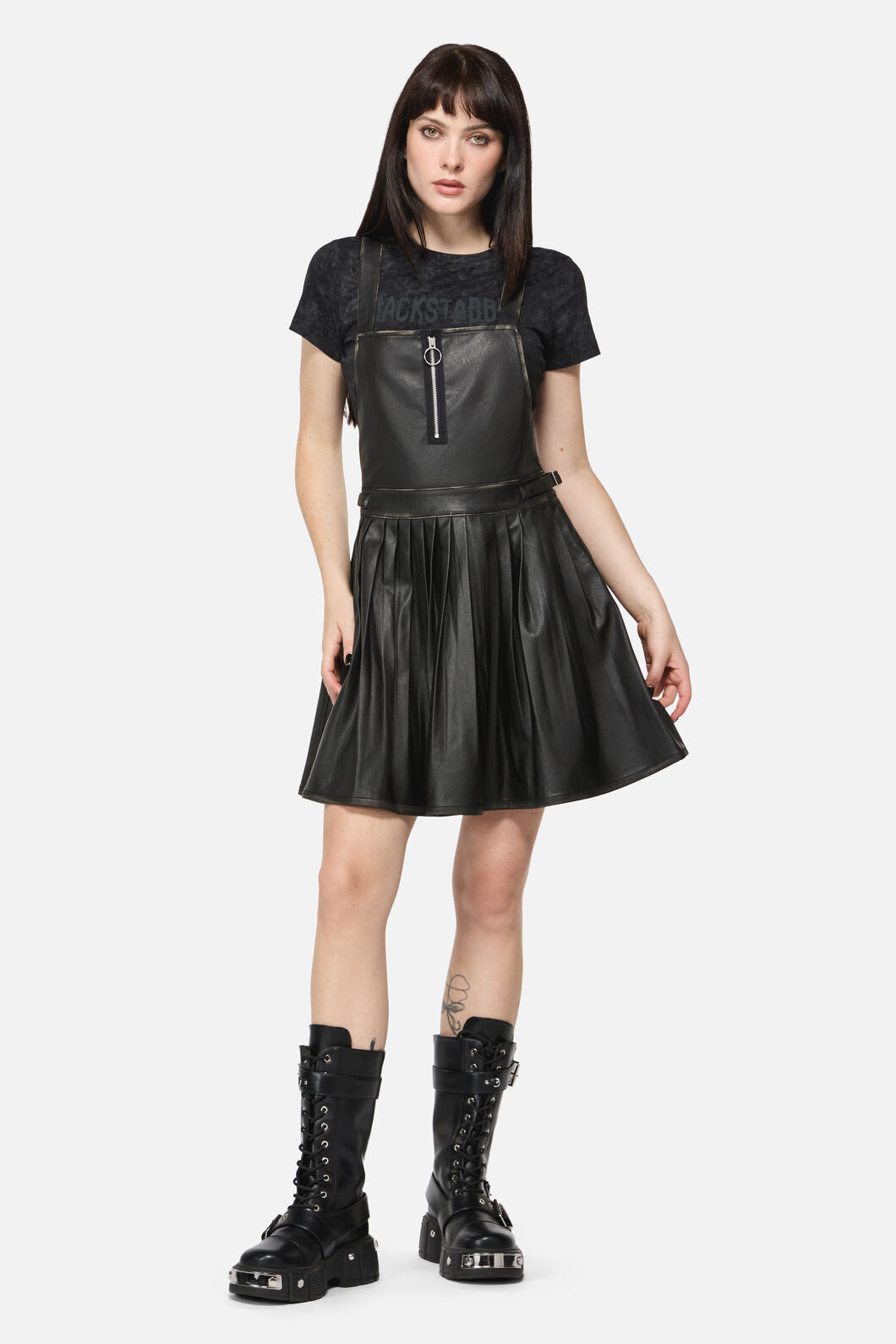 Dangerfield NZ - Eyes Closed PU Pinafore - black