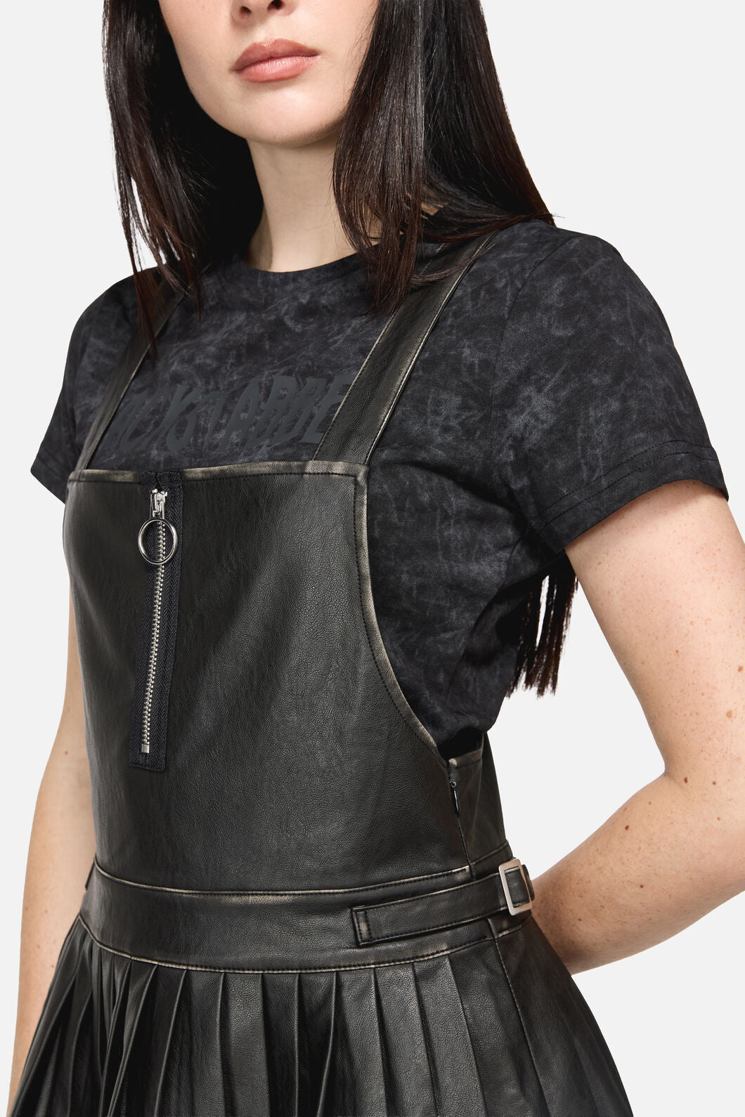 Dangerfield NZ - Eyes Closed PU Pinafore - black