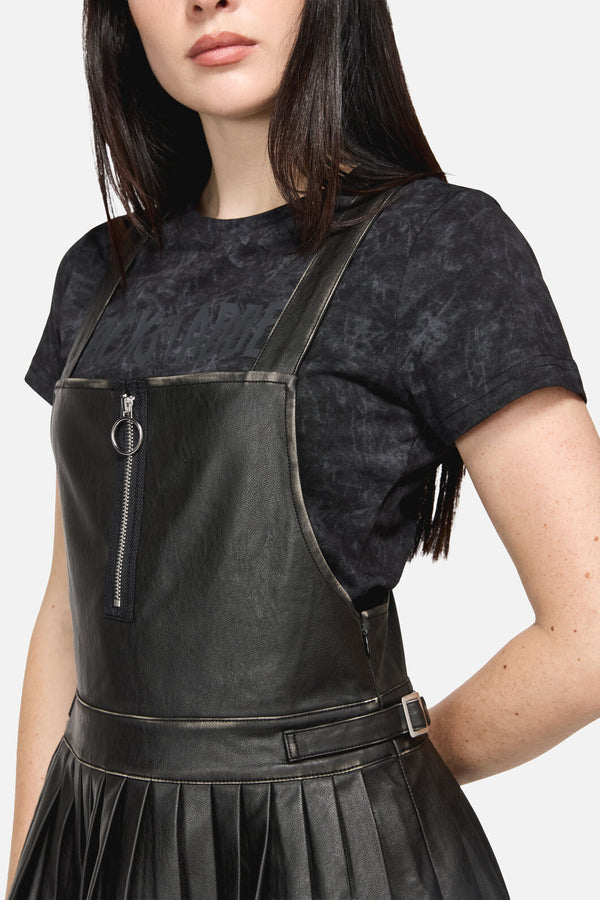 Dangerfield NZ - Eyes Closed PU Pinafore - black