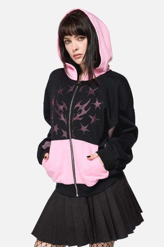 Dangerfield NZ - Hater Sparkle Hoodie - black-pink