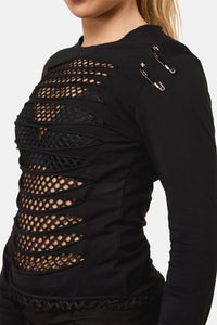 Dangerfield NZ - Eyes Closed Distressed Top - black