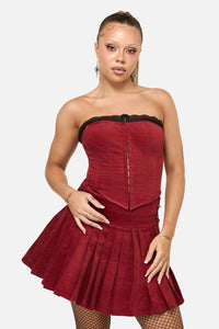 Dangerfield NZ - Mabel Velvet Corset - red