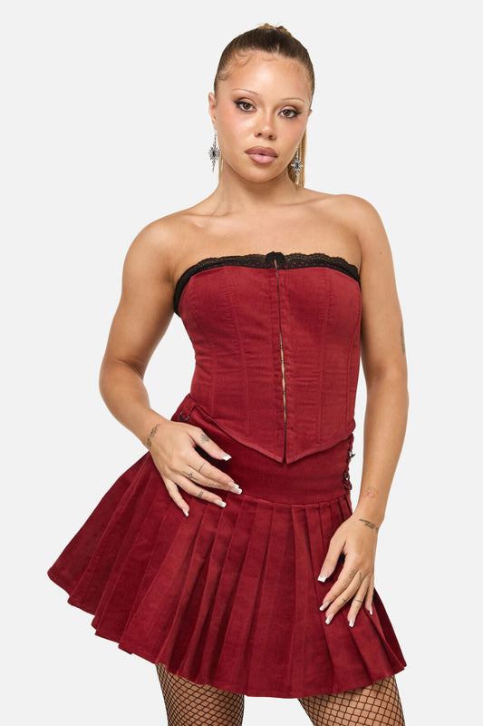 Dangerfield NZ - Mabel Velvet Corset - red