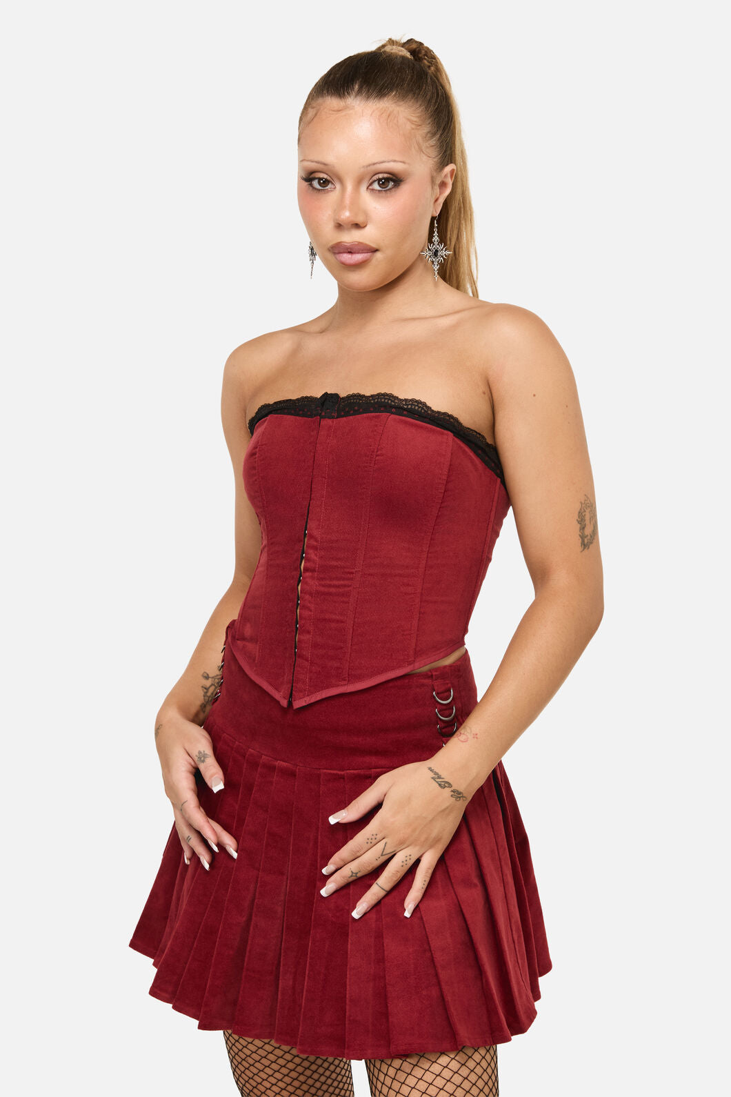 Dangerfield NZ - Mabel Velvet Corset - red