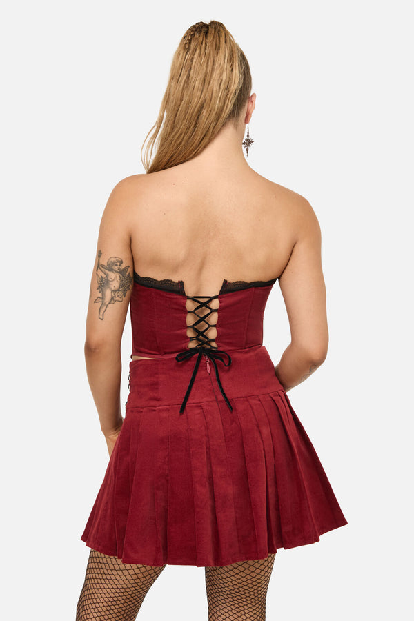 Dangerfield NZ - Mabel Velvet Corset - red