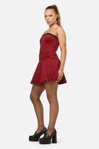 Dangerfield NZ - Mabel Velvet Skort - red