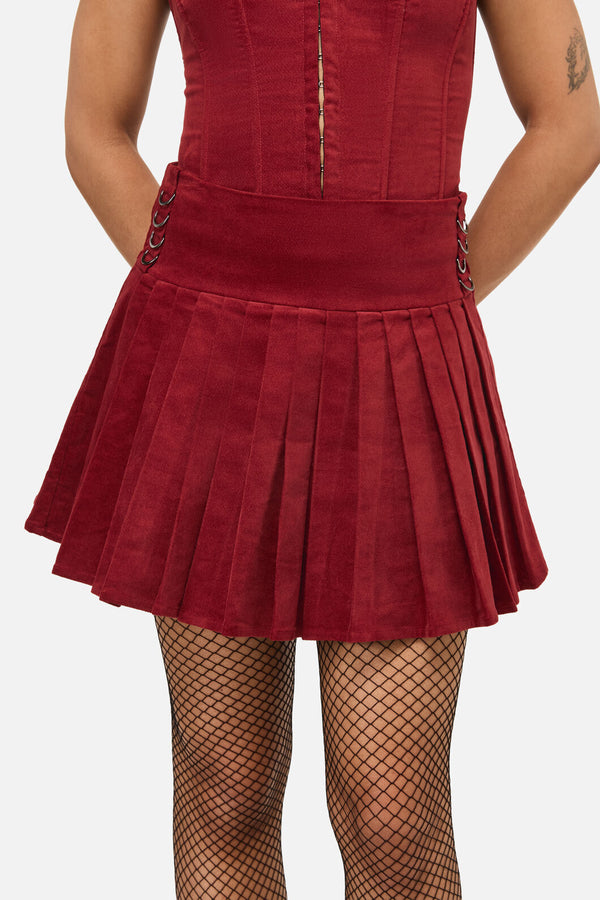 Dangerfield NZ - Mabel Velvet Skort - red