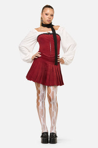 Dangerfield NZ - Mabel Velvet Skort - red