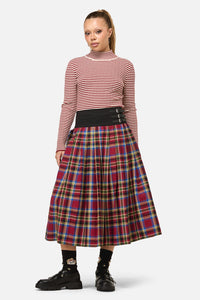 Dangerfield NZ - Crowned Tartan Skirt - red