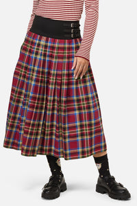 Dangerfield NZ - Crowned Tartan Skirt - red
