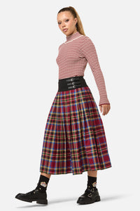 Dangerfield NZ - Crowned Tartan Skirt - red