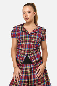 Dangerfield NZ - Crowned Tartan Blouse - red