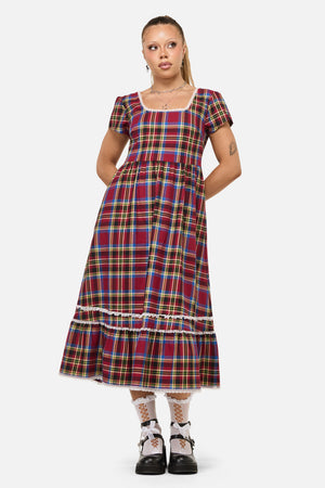 Dangerfield NZ - Crowned Tartan Dress - red