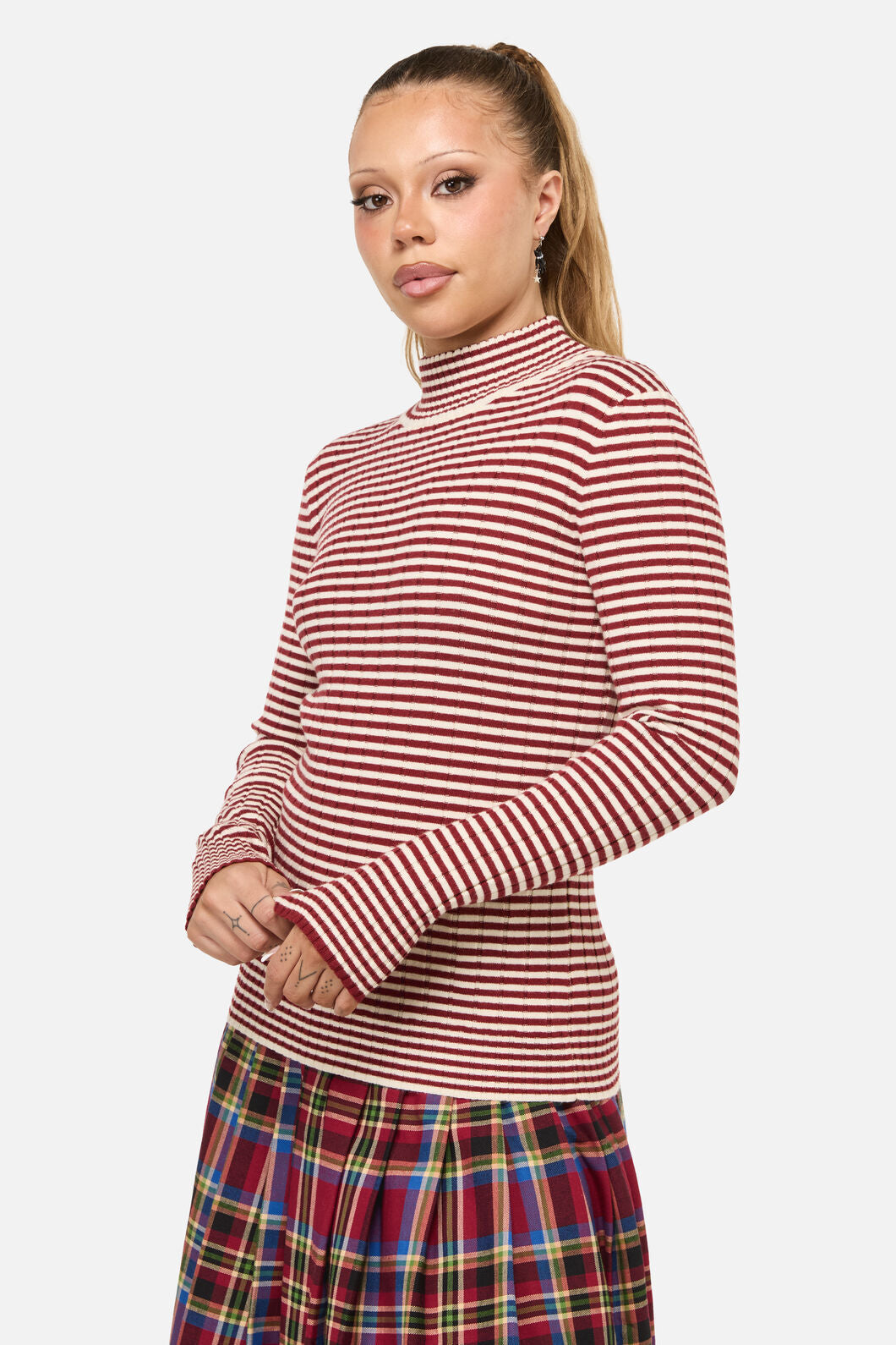 Dangerfield NZ - Mii Stripe Knit - red-cream