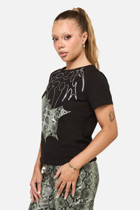 Dangerfield NZ - Y2K Sigil Fitted Patch T-Shirt - black