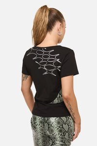 Dangerfield NZ - Y2K Sigil Fitted Patch T-Shirt - black