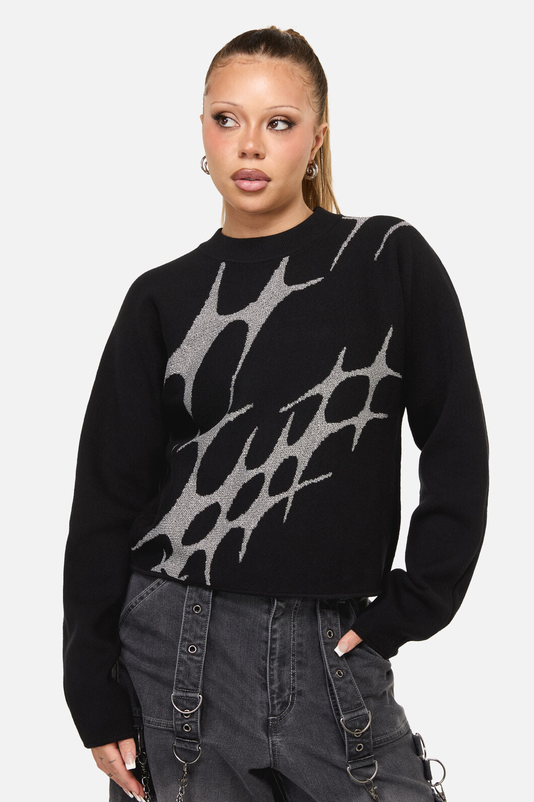 Dangerfield NZ - Y2K Sigil High Neck Jumper - black