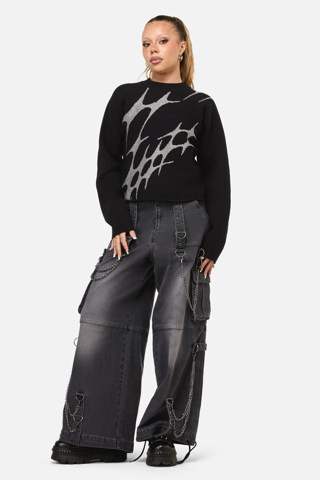 Dangerfield NZ - Y2K Sigil High Neck Jumper - black
