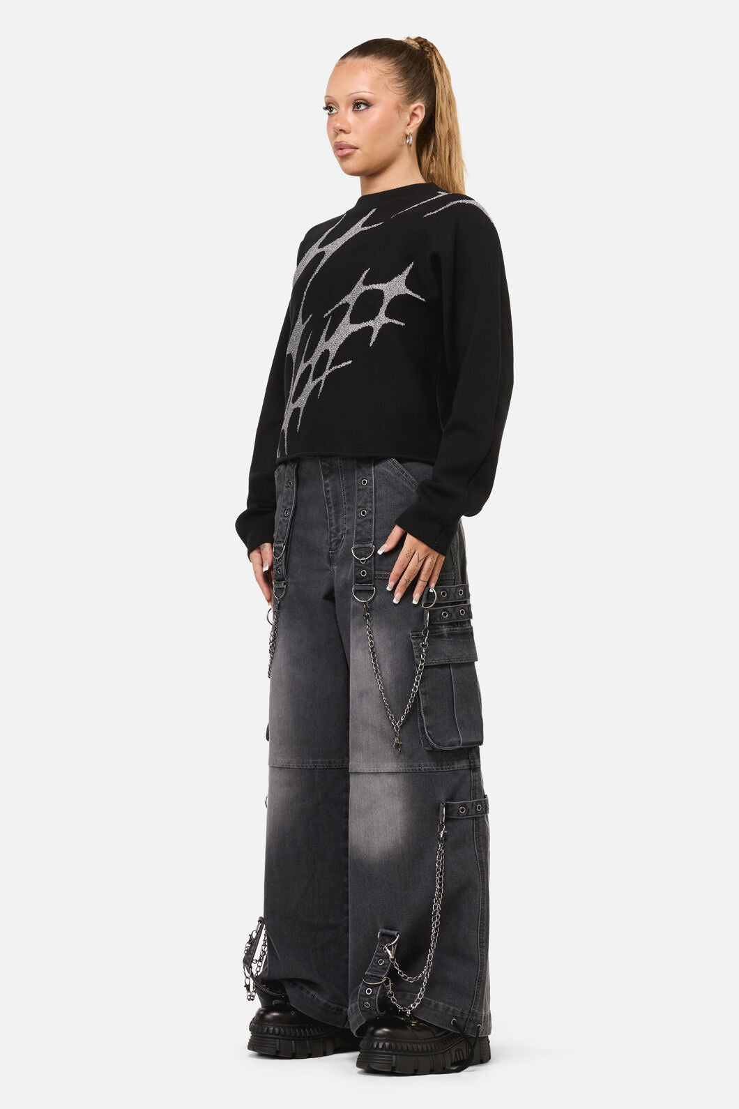 Dangerfield NZ - Y2K Sigil High Neck Jumper - black