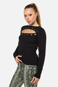 Dangerfield NZ - Y2K Basic Eyelet Knit Jumper - black