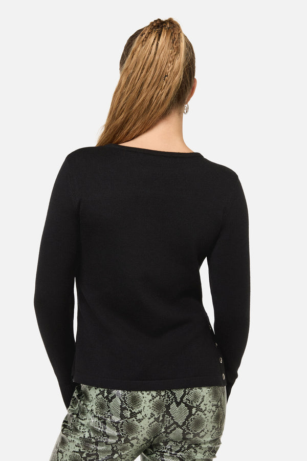 Dangerfield NZ - Y2K Basic Eyelet Knit Jumper - black