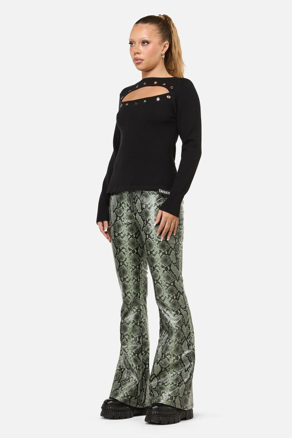 Dangerfield NZ - Y2K Basic Eyelet Knit Jumper - black