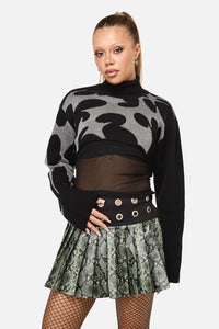 Dangerfield NZ - Y2K Sigil Turtleneck Crop Knit - black