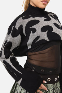 Dangerfield NZ - Y2K Sigil Turtleneck Crop Knit - black