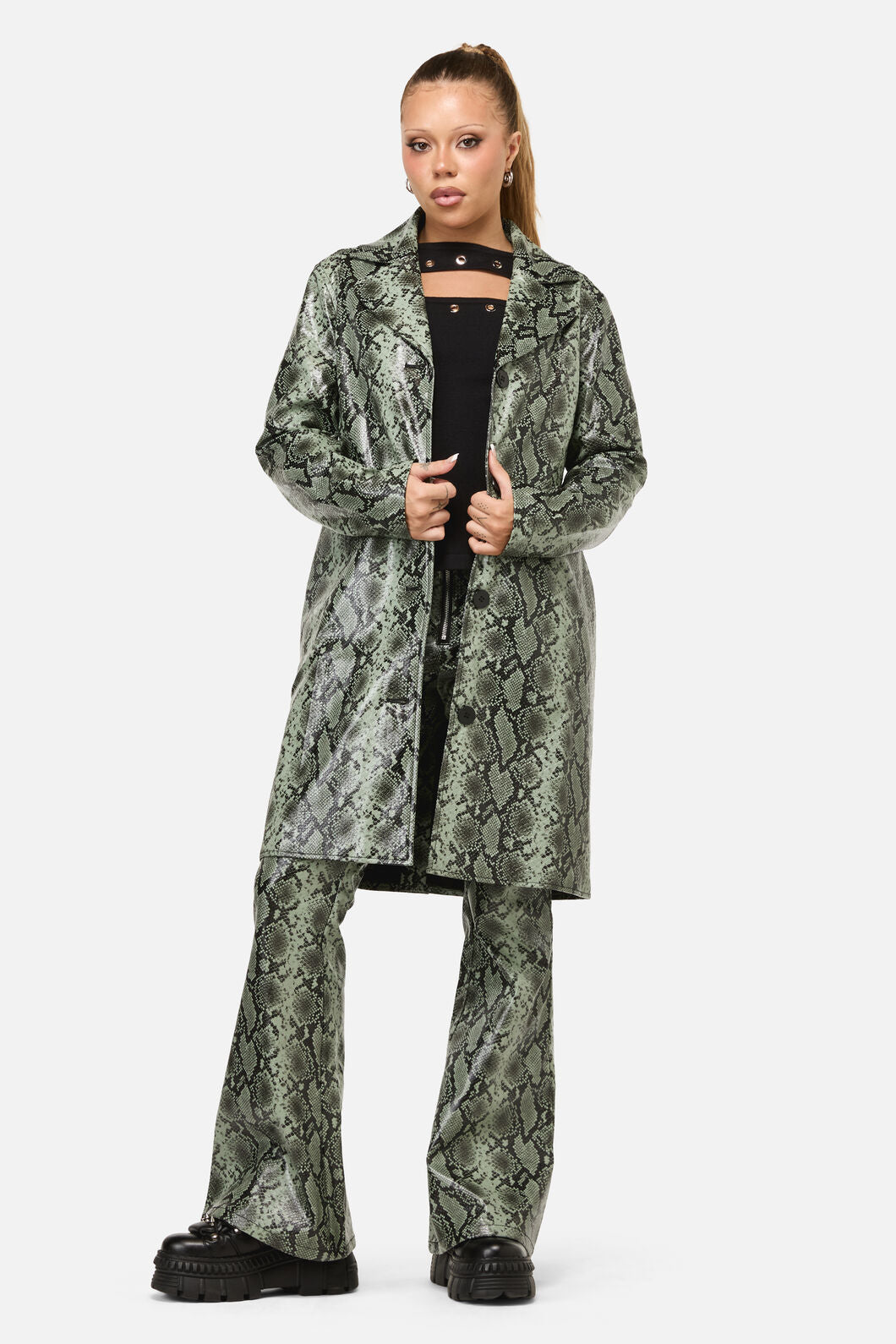 Dangerfield NZ - Y2K Snakey Mid Length Coat - grey