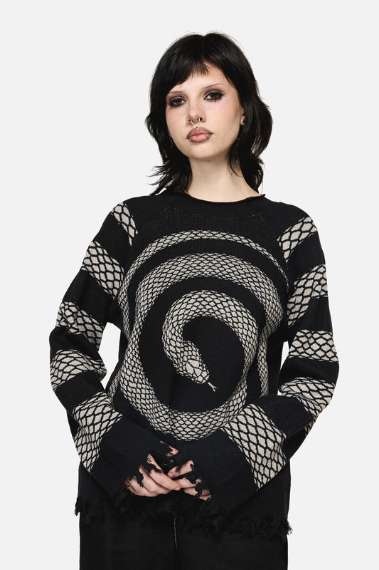 Dangerfield NZ - Slithering Goth Knit - black-white