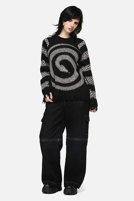 Dangerfield NZ - Slithering Goth Knit - black-white