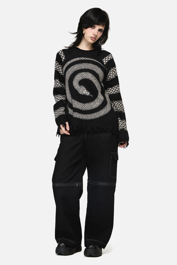 Dangerfield NZ - Slithering Goth Knit - black-white
