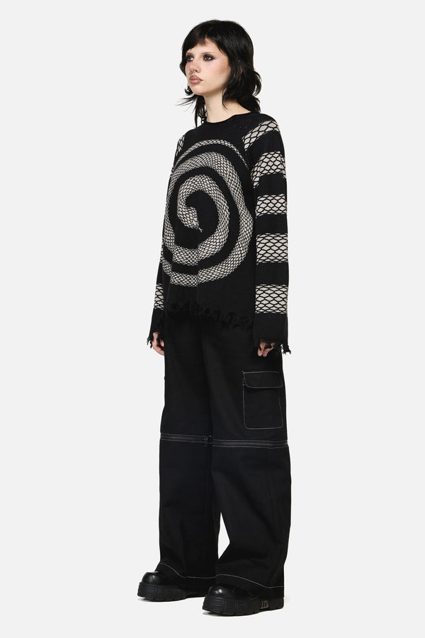 Dangerfield NZ - Slithering Goth Knit - black-white