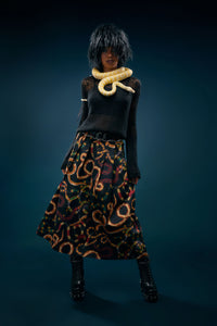 Dangerfield NZ - Reptilian Print Midi Skirt - multi