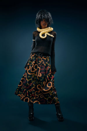 Dangerfield NZ - Reptilian Print Midi Skirt - multi