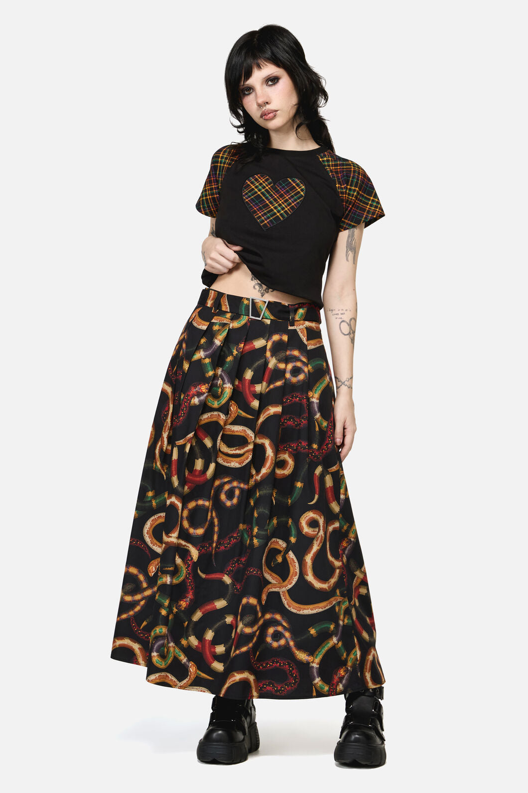 Dangerfield NZ - Reptilian Print Midi Skirt - multi