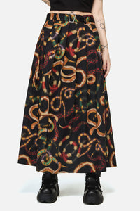 Dangerfield NZ - Reptilian Print Midi Skirt - multi
