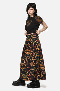 Dangerfield NZ - Reptilian Print Midi Skirt - multi