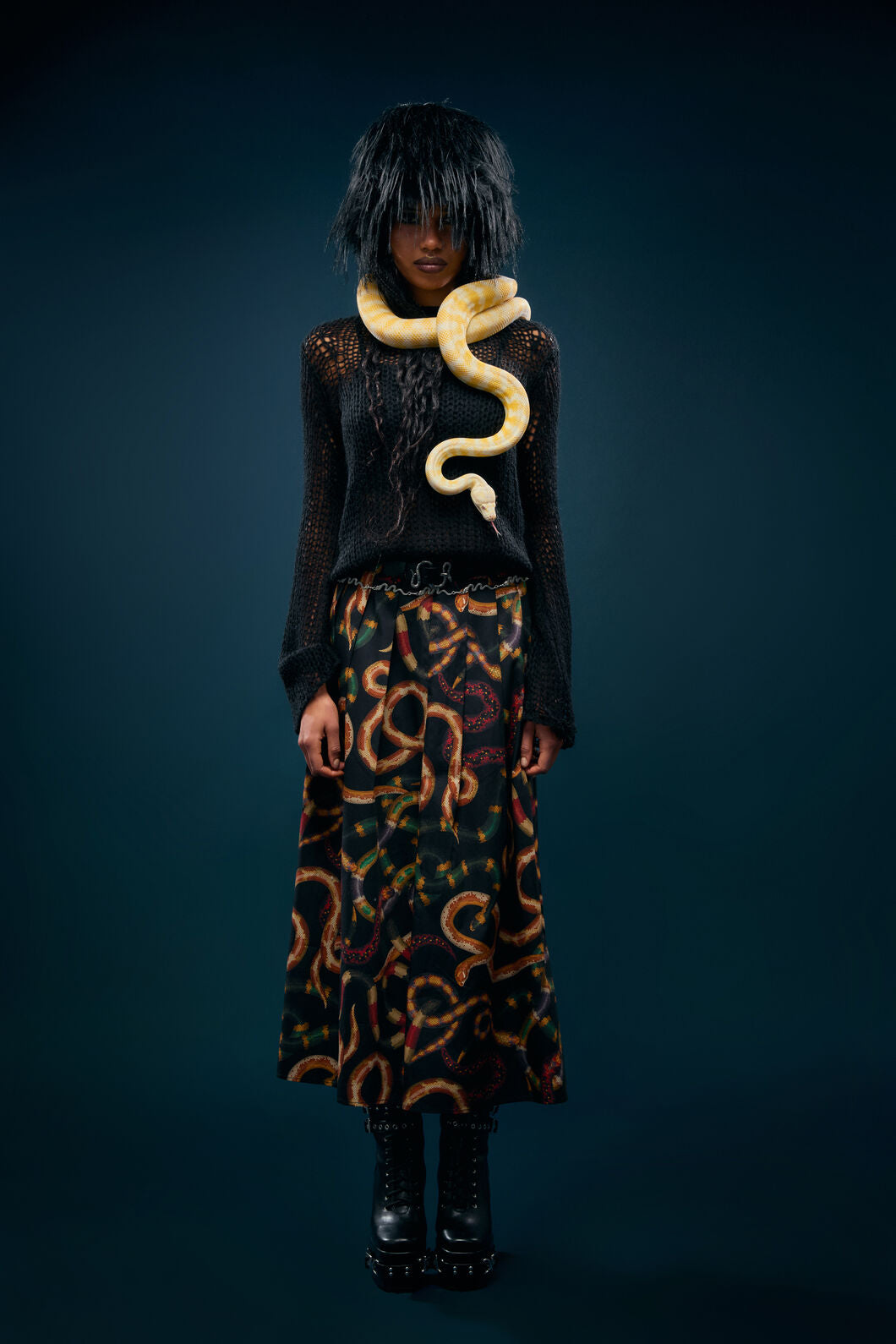 Dangerfield NZ - Reptilian Print Midi Skirt - multi